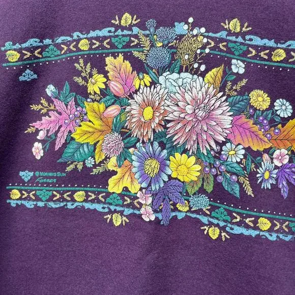 Vintage 90s Flowers Grandma Morning Sun Sweatshirt Large - Picture 5 of 12